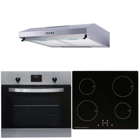 SIA 60cm Stainless Steel Oven, Touch Control Induction Hob & Visor Cooker Hood