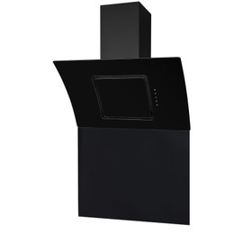 SIA 90cm Black Touch Control Curved Angled Cooker Hood Fan And Glass Splashback