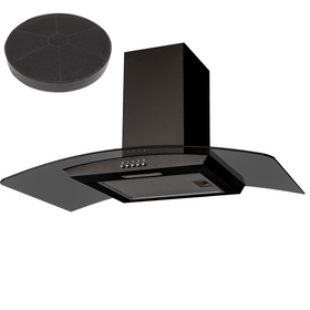 SIA CGHS90BL 90cm Black Smoked Curved Glass Cooker Hood Extractor Fan And Filter