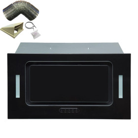 SIA UCG52BL 52cm Black Glass Built In Cupboard Cooker Hood Extractor +1m Ducting