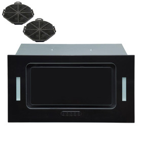 SIA UCG52BL 52cm Black Glass Built In Cupboard Cooker Hood Fan Extractor +Filter