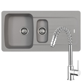 Franke Aveta 1.5 Bowl Stone Tectonite Sink & Pullout Spray Chrome Mixer Tap