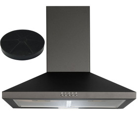 SIA CHL70BL 70cm Chimney Cooker Hood Extractor Fan In Black With Carbon Filter