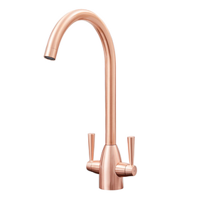 SIA KT5CU Copper Swan Neck Twin Lever Contemporary Monobloc Kitchen Mixer Tap