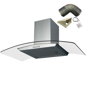 SIA CGH80SS 80cm Stainless Steel Curved Glass Cooker Hood Extractor + 3m Ducting
