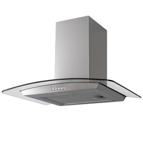 SIA CGH70SS 70cm Curved Glass Stainless Steel Chimney Cooker Hood Extractor Fan