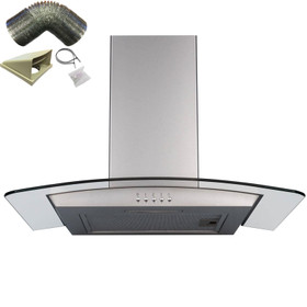 SIA 60cm Curved Glass Stainless Steel Cooker Hood Kitchen Extractor & 1m Ducting