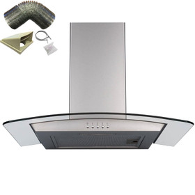 SIA 60cm Curved Glass Stainless Steel Cooker Hood Kitchen Extractor & 3m Ducting