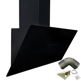 SIA TAG90BL 90cm Black Angled Touch Control Cooker Hood Extractor & 1m Ducting