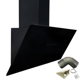 SIA TAG90BL 90cm Black Angled Touch Control Cooker Hood Extractor & 3m Ducting