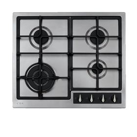 CDA HG6351SS 60cm Stainless Steel 4 Burner Gas Hob With Cast Iron Supports & FFD
