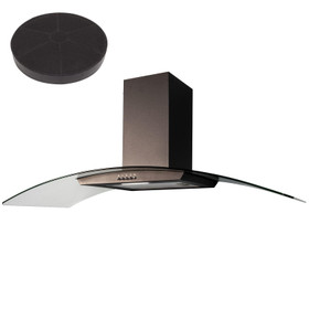 SIA CGH100BL 100cm Black Curved Glass Chimney Cooker Hood and Carbon Filter