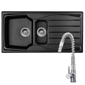 Astracast Sierra 1.5 Bowl Black Reversible Kitchen Sink  & KT7 Pull-out Tap