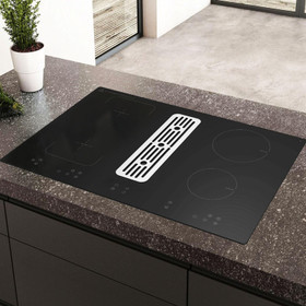 SIA 80cm Black Induction Hob With Built In Downdraft Extractor Fan & Filter