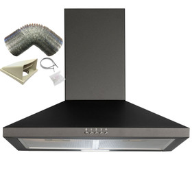 SIA CHL60BL 60cm Chimney Cooker Hood Extractor Fan In Black  And 1m Ducting Kit