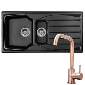 Astracast Sierra 1 5 Bowl Black Reversible Kitchen Sink Kt6cu Copper Tap
