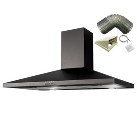 SIA CHL90BL 90cm Black Chimney Cooker Hood Kitchen Extractor Fan And 3m Ducting