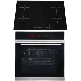 SIA BISO11SS 60cm Black Single Electric True Fan Oven & 75cm 5 Zone Ceramic Hob