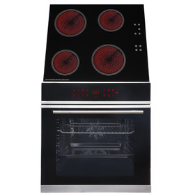 SIA BISO12PSS 60cm Black Pyrolytic Single Electric Fan Oven & 4 Zone Ceramic Hob