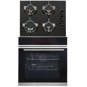 SIA BISO12PSS 60cm Single Electric Pyrolytic Oven & 4 Burner Gas On Glass Hob