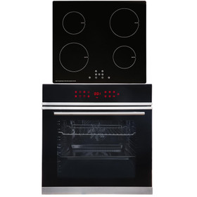 SIA BISO11SS 60cm Black Single Electric True Fan Oven & 4 Zone Induction Hob