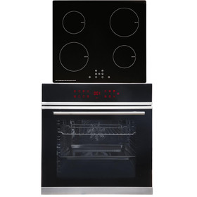 SIA BISO12PSS 60cm Black Pyrolytic Single Electric Oven & 4 Zone Induction Hob