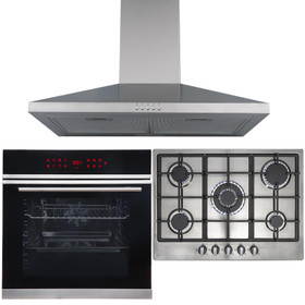 13 Function Single Oven, 70cm 5 Burner Stainless Gas Hob & Chimney Cooker Hood