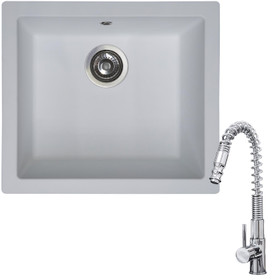 SIA EVOWH 1.0 Bowl White Composite Undermount Kitchen Sink & KT7 Pull-out Tap