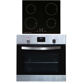 SIA 60cm Stainless Steel Digital Electric Single Fan Oven & 4 Zone Induction Hob