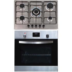 SIA SO114SS 60cm Stainless Steel Electric Digital Single Fan Oven & 70cm Gas Hob