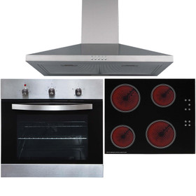 SO113SS 60cm Stainless Steel Single Oven, 4 Zone Touch Ceramic Hob & Extractor