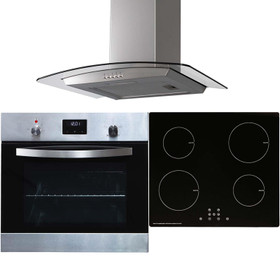SIA 60cm Stainless Steel Digital Single Oven, 13A Induction Hob & Curved Hood