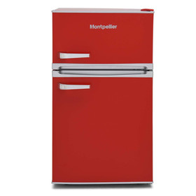 Montpellier MAB2035R 88L 70/30 Under Counter Retro Style Fridge Freezer In Red