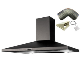 SIA CHL100BL 100cm Black Chimney Cooker Hood Kitchen Extractor Fan & 3m Ducting