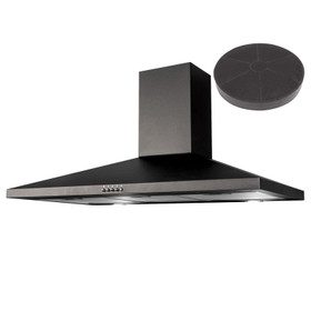 SIA CHL100BL 100cm Black Chimney Cooker Hood Kitchen Extractor And Carbon Filter
