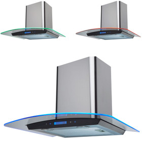 SIA 60cm Stainless Steel Touch Control LED Edge Lit Curved Glass Cooker Hood Fan