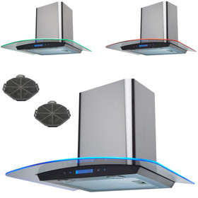 SIA 60cm Stainless Steel Touch Control LED Curved Cooker Hood &Carbon Filter