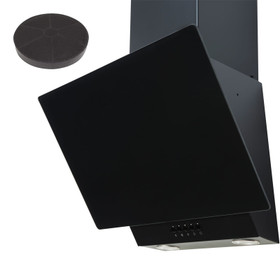 SIA EAG61BL 60cm Black Angled Chimney Cooker Hood Extractor Fan And Filter