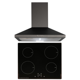 SIA 60cm Black ECO 13 Amp 4 Zone Touch Control Induction Hob & Cooker Hood Fan