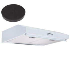 SIA VSR60WH 60cm White Visor Cooker Hood Kitchen Extractor Fan And Carbon Filter