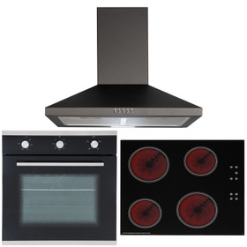 SIA 60cm Single True Fan Oven, 4 Zone Touch Control Ceramic Hob And Chimney Hood