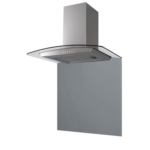 SIA CGH70SS 70cm Stainless Steel Curved Glass Cooker Hood And Glass Splashback