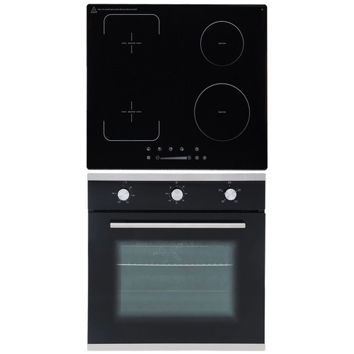 SIA 60cm Black Single Electric True Fan Oven & 4 Zone Flexi-Bridge Induction Hob