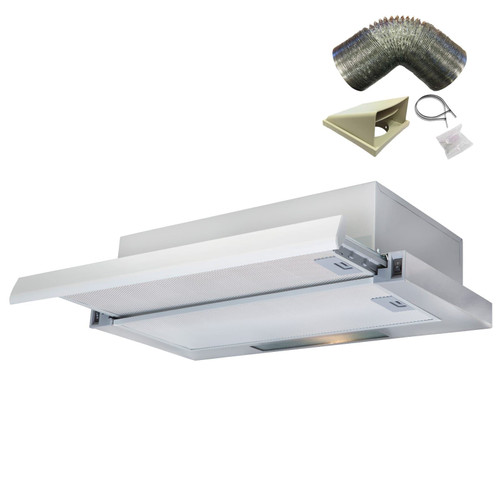 SIA TSH60SS 60cm Stainless Steel Telescopic Integrated Cooker Hood  & 1m Ducting