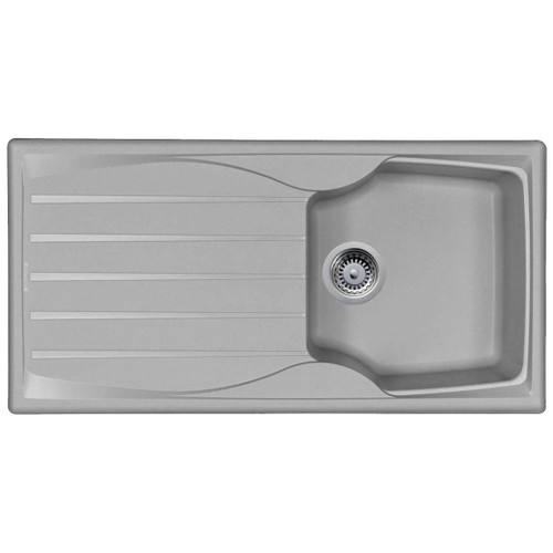 Light Grey 1.0 Bowl Kitchen Sink With Reversible Drainer And Strainer Waste Kit