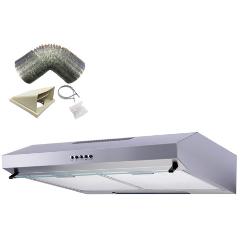 SIA VSR60SS 60cm Stainless Steel Visor Cooker Hood Extractor Fan And 3m Ducting