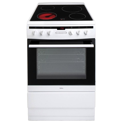 Amica 60cm Electric Cooker Freestanding - White with Single Oven & Ceramic Hob - 608CE2TAW