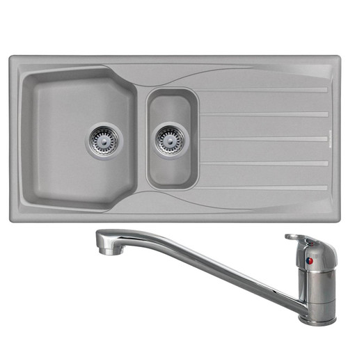 Astracast Sierra 1.5 Bowl Light Grey Kitchen Sink And CDA TC10 Chrome Mixer Tap