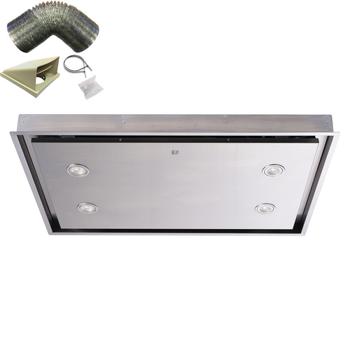 SIA CLN90SS 90cm Stainless Steel Ceiling Cooker Hood Extractor Fan & 3m Ducting