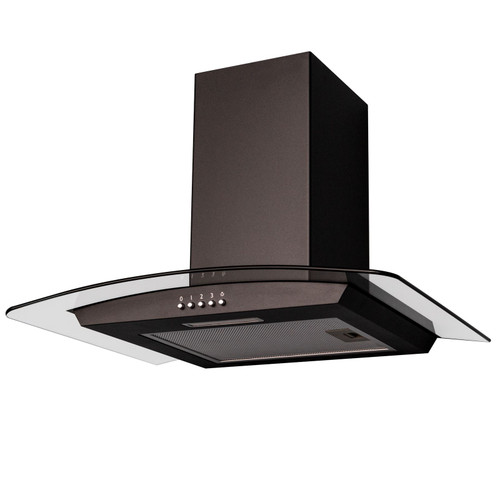 SIA CGH70BL 70cm Curved Glass Black LED Chimney Cooker Hood Extractor Fan